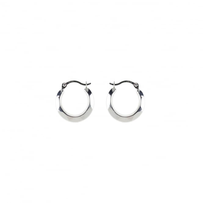 Eternity 9ct White Gold Small Faceted Creole Hoop Earrings
