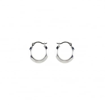 9ct White Gold Small Faceted Creole Hoop Earrings