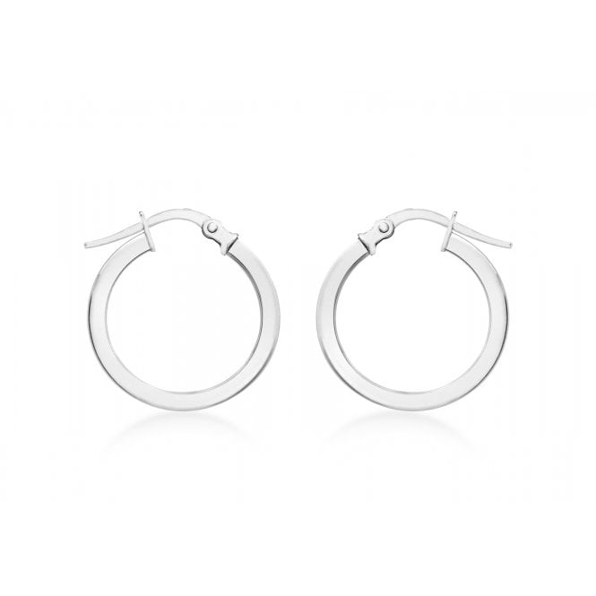 Eternity 9ct White Gold Small Flat Round Creole Earrings