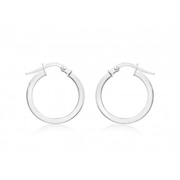 9ct White Gold Small Flat Round Creole Earrings