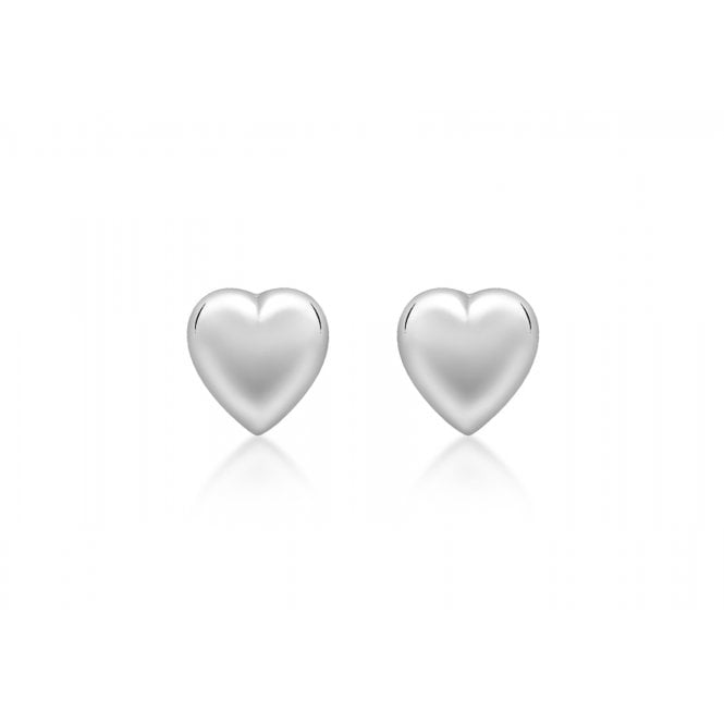 Eternity 9ct White Gold Small Puffed Heart Stud Earrings