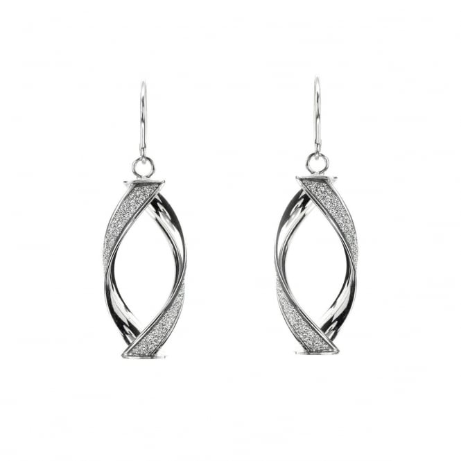 Eternity 9ct White Gold Twist Moondust Drop Earrings