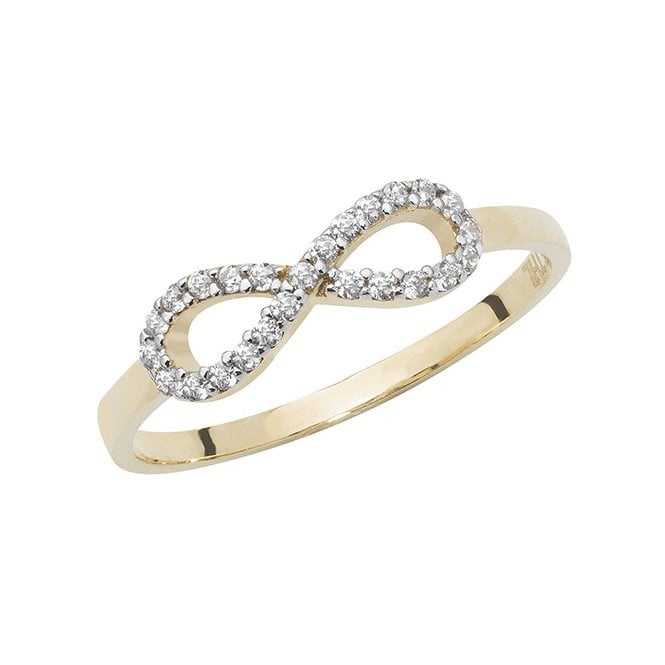 Eternity 9ct Y CZ Infinity Ring R