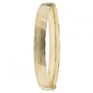 9ct Y Oval Wide Ribbed Hollow Bangle