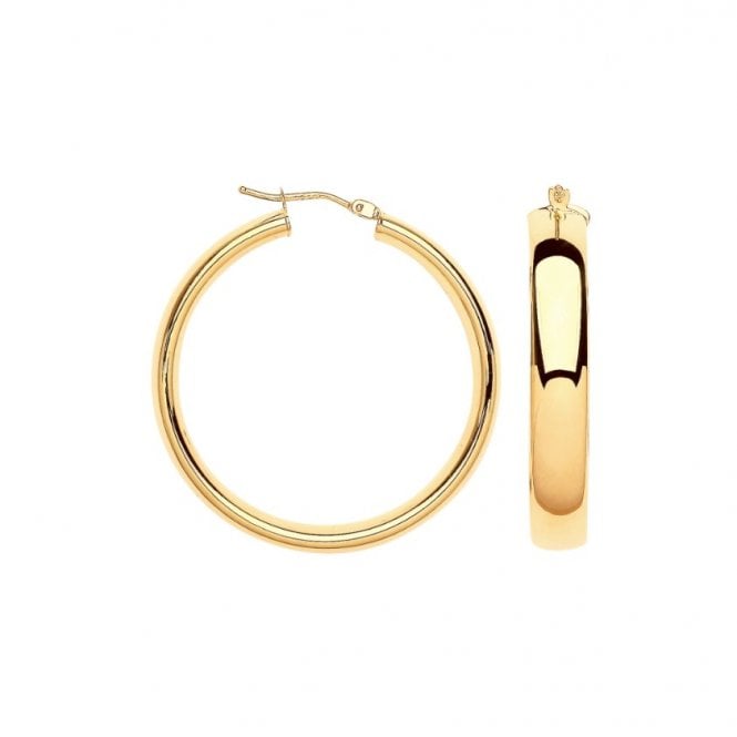 Eternity 9ct Yellow Gold 35mm Round Polished Court Hoop Earrings