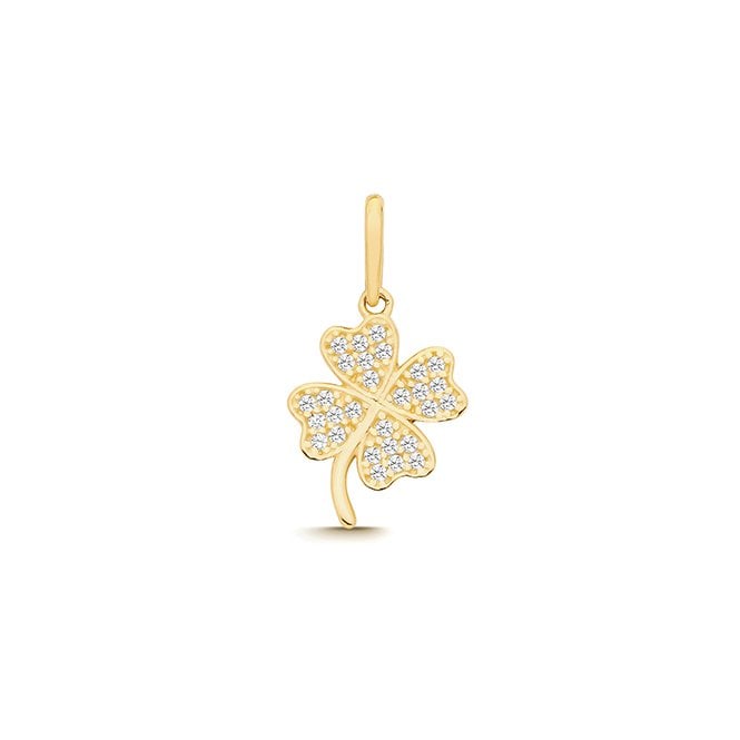Eternity 9ct Yellow Gold Cubic Zirconia Clover Pendant & 16