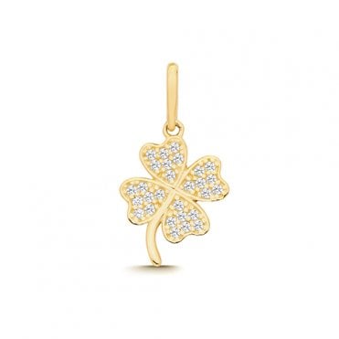 9ct Yellow Gold Cubic Zirconia Clover Pendant & 16" Chain