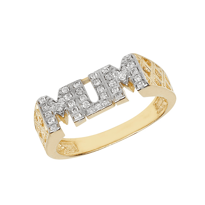 Eternity 9ct Yellow Gold Cubic Zirconia Mum Ring Size R