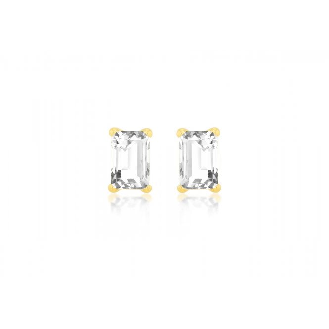 Eternity 9ct Yellow Gold Cubic Zirconia Radiant Shape Stud Earrings