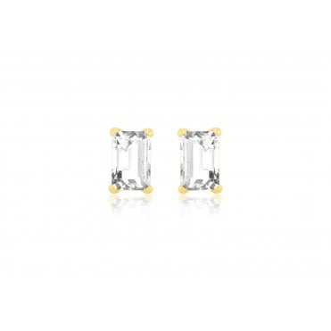 9ct Yellow Gold Cubic Zirconia Radiant Shape Stud Earrings