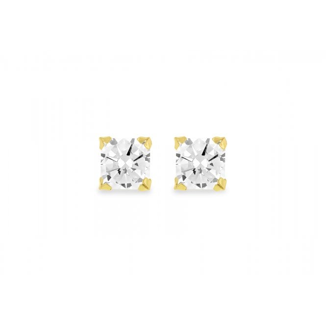 Eternity 9ct Yellow Gold Cubic Zirconia Square Stud Earrings