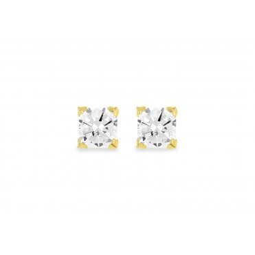 9ct Yellow Gold Cubic Zirconia Square Stud Earrings