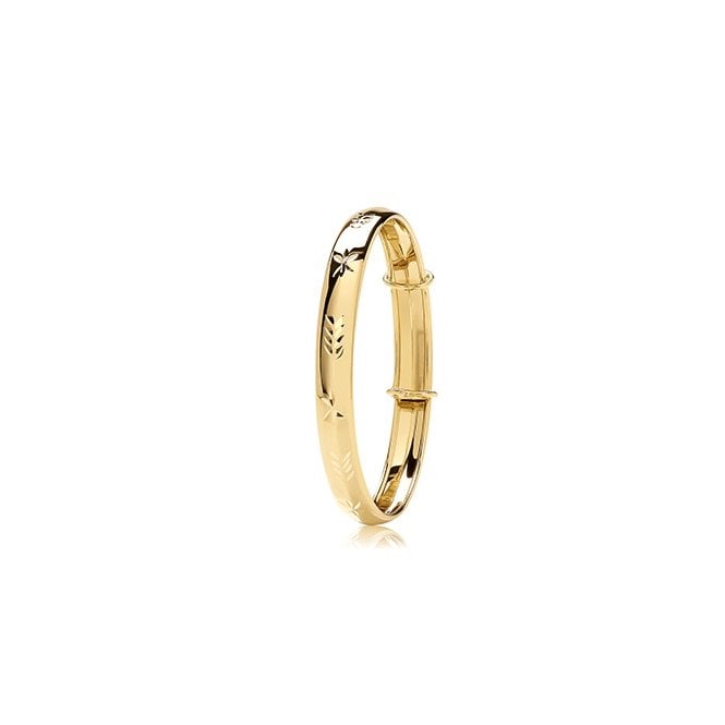 Eternity 9ct Yellow Gold Diamond Cut Baby Expanding Bangle
