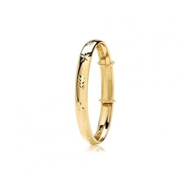9ct Yellow Gold Diamond Cut Baby Expanding Bangle