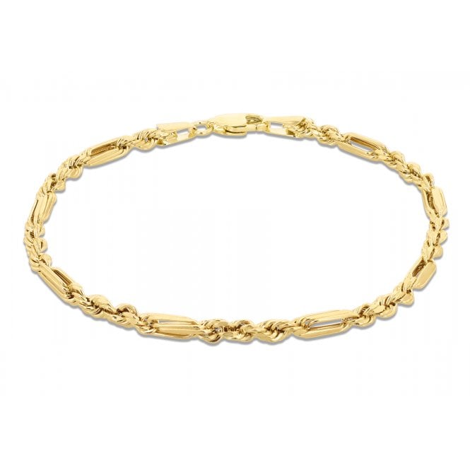 Eternity 9ct Yellow Gold Hollow Diamond Cut Figarope Bracelet