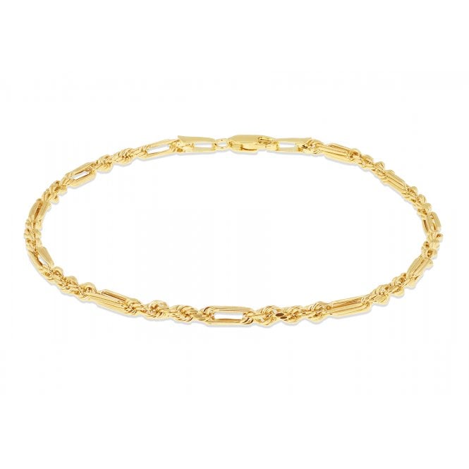 Eternity 9ct Yellow Gold Hollow Diamond Cut Figarope Bracelet