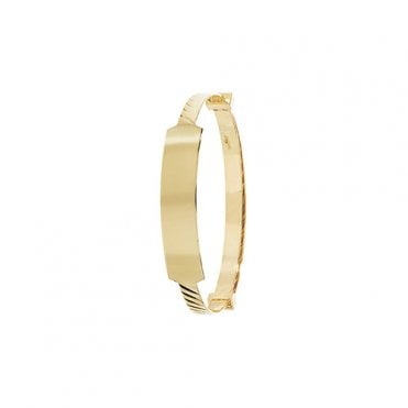 9ct Yellow Gold Kids Diamond Cut Expanding ID Bangle