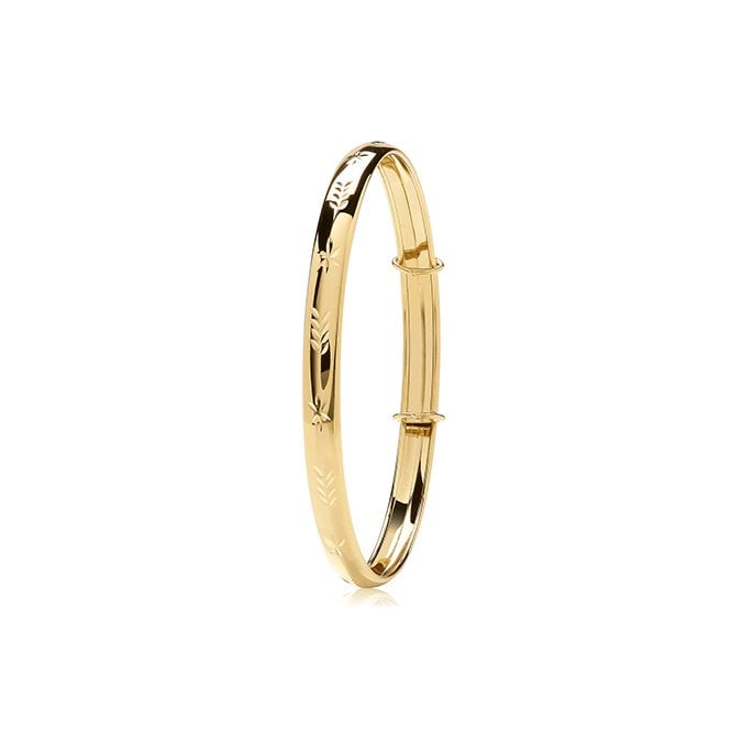 Eternity 9ct Yellow Gold Ladies Diamond Cut Expanding Bangle