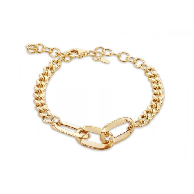 Eternity 9ct Yellow Gold Ladies Fancy Curb Staion Link Bracelet
