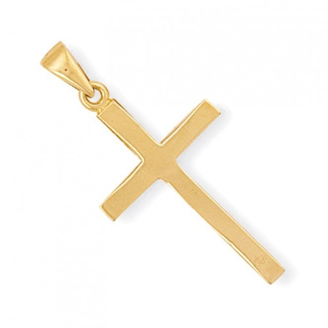 Eternity 9ct Yellow Gold Medium Solid Plain Cross Pendant & 16