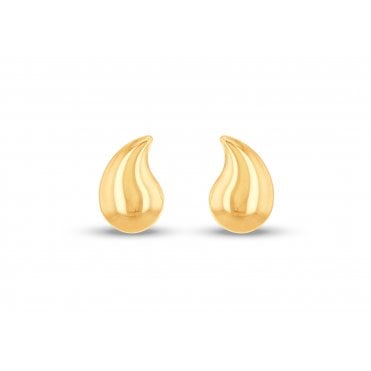 9ct Yellow Gold Mini Curved Teardrop Stud Earrings