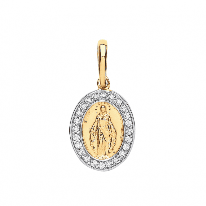 Eternity 9ct Yellow Gold Oval Cubic Zirconia Miraculous Pendant & 16