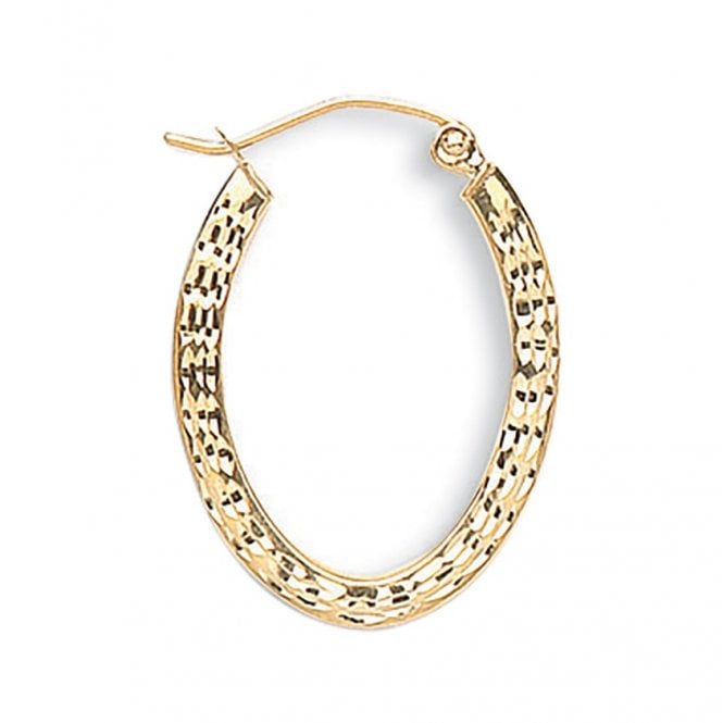 Eternity 9ct Yellow Gold Oval Diamond Cut Creole Earrings