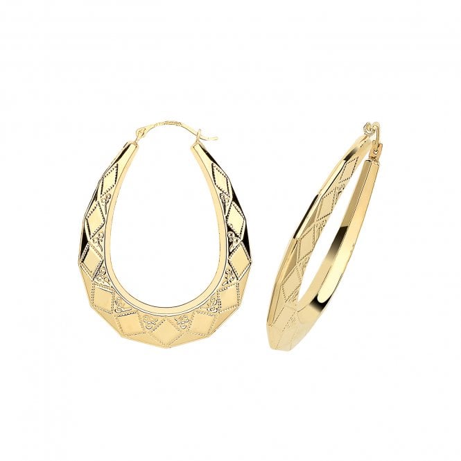 Eternity 9ct Yellow Gold Oval Kite Pattern Creoles
