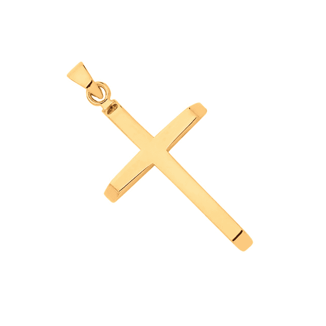 Eternity 9ct Yellow Gold Small Plain Cross Pendant & 16