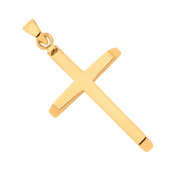 9ct Yellow Gold Small Plain Cross Pendant & 16" Chain