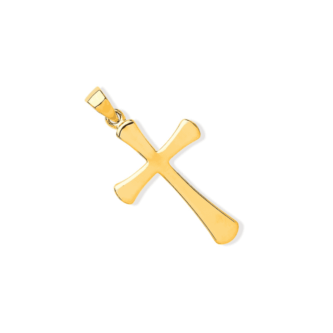 Eternity 9ct Yellow Gold Small Plain Cross Pendant & 16