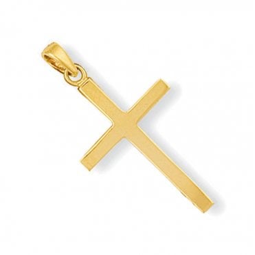 9ct Yellow Gold Small Polished Cross Pendant & 16" Chain