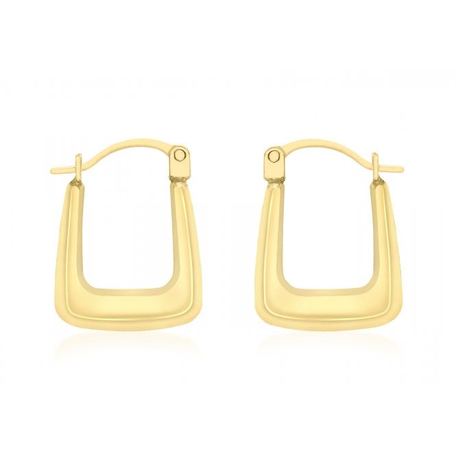 Eternity 9ct Yellow Gold Small Rectangle Handbag Creole Earrings