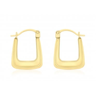 9ct Yellow Gold Small Rectangle Handbag Creole Earrings