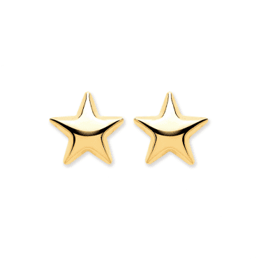 9ct Yellow Gold Star Stud Earrings
