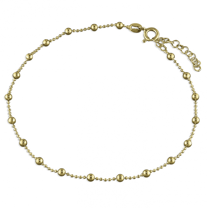 Eternity Gold Plated on Sterling Silver Multi Ball Anklet