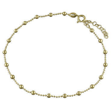 Gold Plated on Sterling Silver Multi Ball Anklet