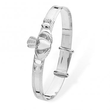 Kids Silver Expanding Claddagh Bangle