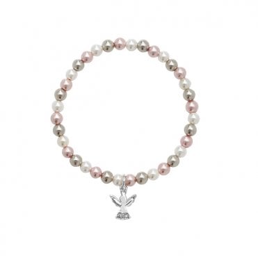 Kids Sterling Silver Pearl Angel Bracelet
