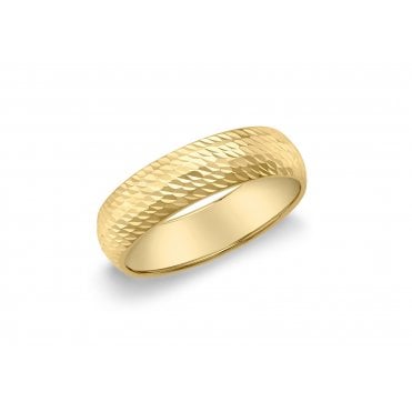 Ladies 9ct Gold 5mm Diamond Cut Wedding Ring Size Q