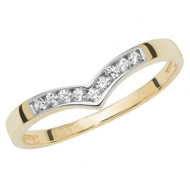 Ladies 9ct Gold Cubic Zirconia Wishbone Ring Size Q