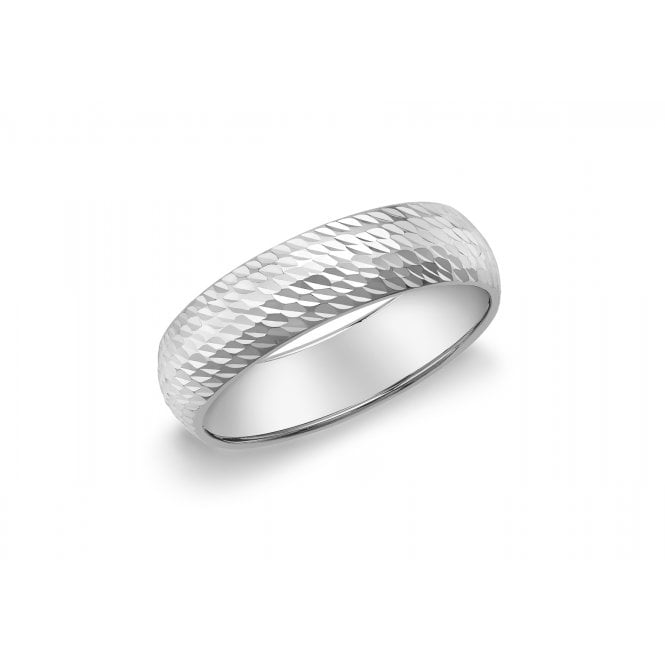 Eternity Ladies 9ct White Gold 5mm Diamond Cut Wedding Ring Size R