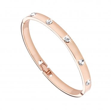 Ladies Rose Gold Plated Crystal Oval Bangle