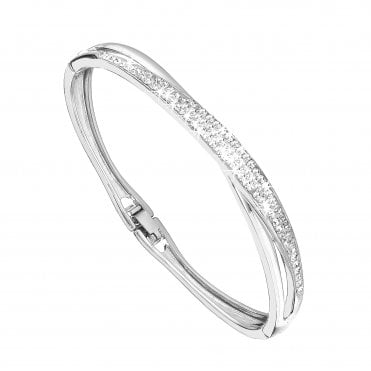Ladies Silver Plated Multi Crystal Bangle