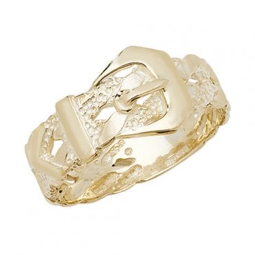 Mens 9ct Gold Mens Plaited Buckle Ring Size T
