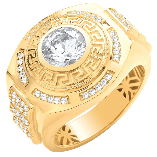 Eternity Mens Large Round Greek Key CZ Ring W
