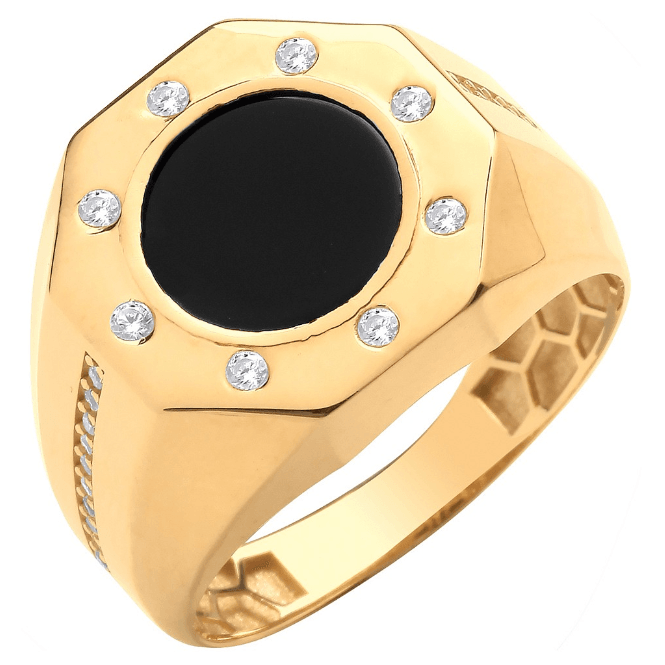 Eternity Mens Octagonal Onyx/CZ Ring W