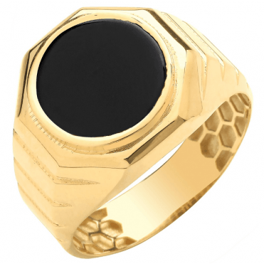 Mens Octagonal Onyx Ring V
