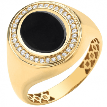 Mens Oval Onyx/CZ Ring S