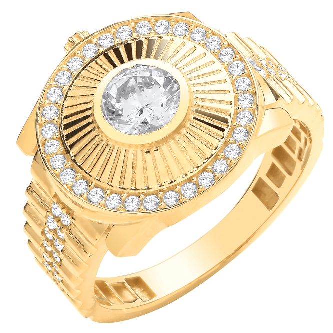 Eternity Mens Round Rolex Style CZ Ring